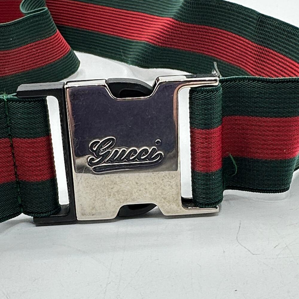 GUCCI Script Web Stripe Elasticized Metal Buckle … - image 4